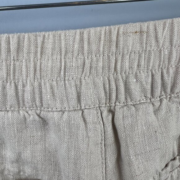 Athleta Voyager Linen Trouser Pants Size 16 Oatmeal Vacation Travel Athleisure - Picture 11 of 14